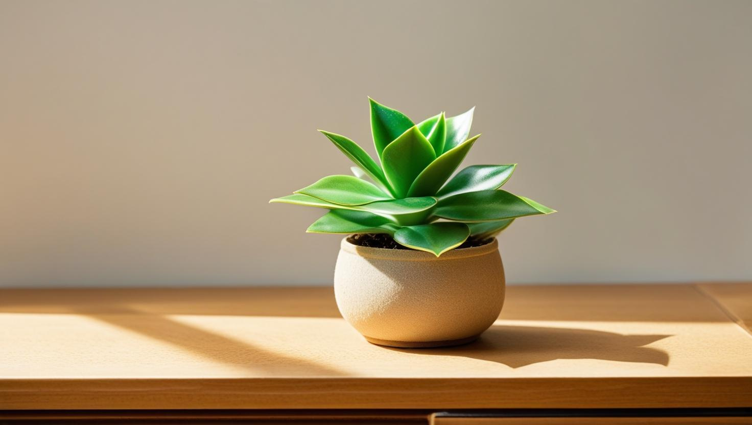 Một chậu cây nhỏ trên bàn giúp mang lại sức sống và giảm stress.